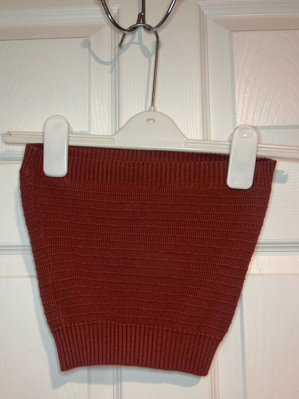Women’s Knit Sweater Crop Top- Sleeveless Brick Red-Rust Sz. XS